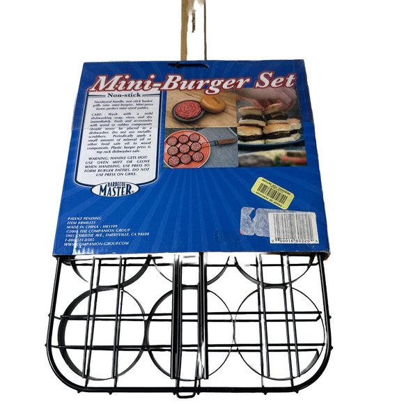 Barbecue Master Grill Basket Press Mini Burger Set 9 Sliders NonStick Cookout - Picture 2 of 3